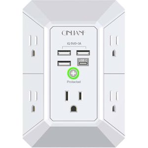 51lGPGOkjUL._AC_UL600_SR600400_-2.jpg Wall Charger, Surge Protector, QINLIANF 5 Outlet Extender with 4 USB Charging Ports, 3-Sided 1680J Power Strip Multi Plug Ada | SEO优化标题