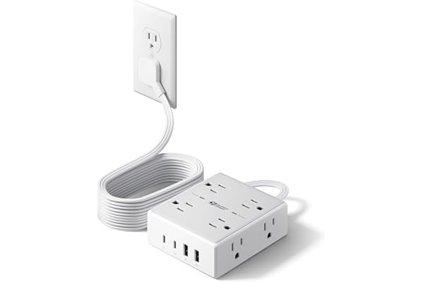 10Ft Extension Cord with Multiple Outlets, Flat Plug Surge Protector Power Strip 10 Ft Long Cord, 8 Outlets & 4 USB Ports (2 | SEO优化标题