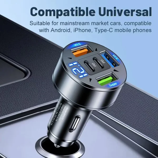 5 in 1 USB Car Charger Dual PD Port Super Fast Charge