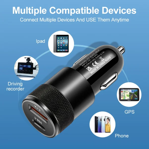 S1de8a461e93a49c9b3f967cf7c0b2abe6-2.webp 3.1A USB PD Car Charger Type C Fast Charging For Huawei Xiaomi Car Phone Adapter