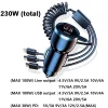 230W 5-Port USB-C Car Charger QC3.0