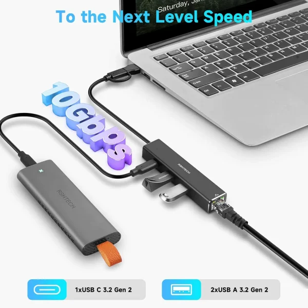 RSHTECH USB-C Hub 10Gbps Ethernet