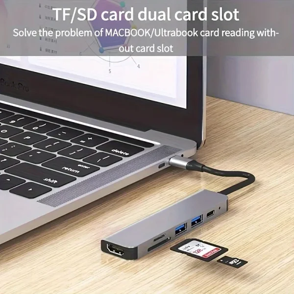 S948f972c103c4b02b4f82b7d578ed4afz-2.webp 6-in-1 USB-C Hub 4K@30Hz TF/SD Reader