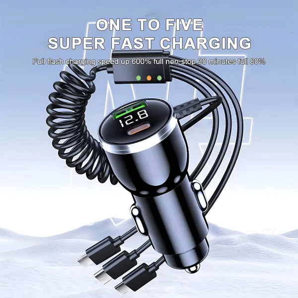 230W 5-Port USB-C Car Charger QC3.0