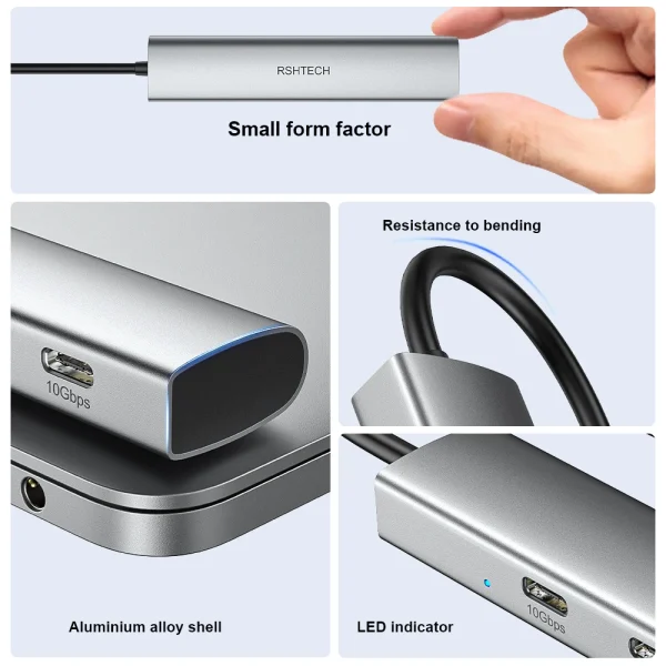 Sbe8ddcc09d9e4429b63d45cfad043745U-2.webp RSHTECH 4-Port USB-C Hub