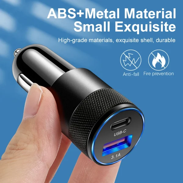 Sd0f58877e06342f482dfd5b483e8574fk-2.webp 3.1A USB PD Car Charger Type C Fast Charging For Huawei Xiaomi Car Phone Adapter