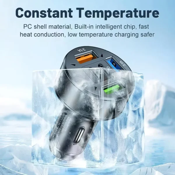 5 in 1 USB Car Charger Dual PD Port Super Fast Charge