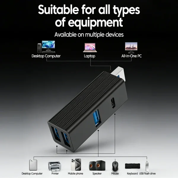 4 in 1 USB3.0 HUB + Type-C Docking Station